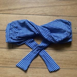 Cute Plaid Crossover Strapless Bikini Top